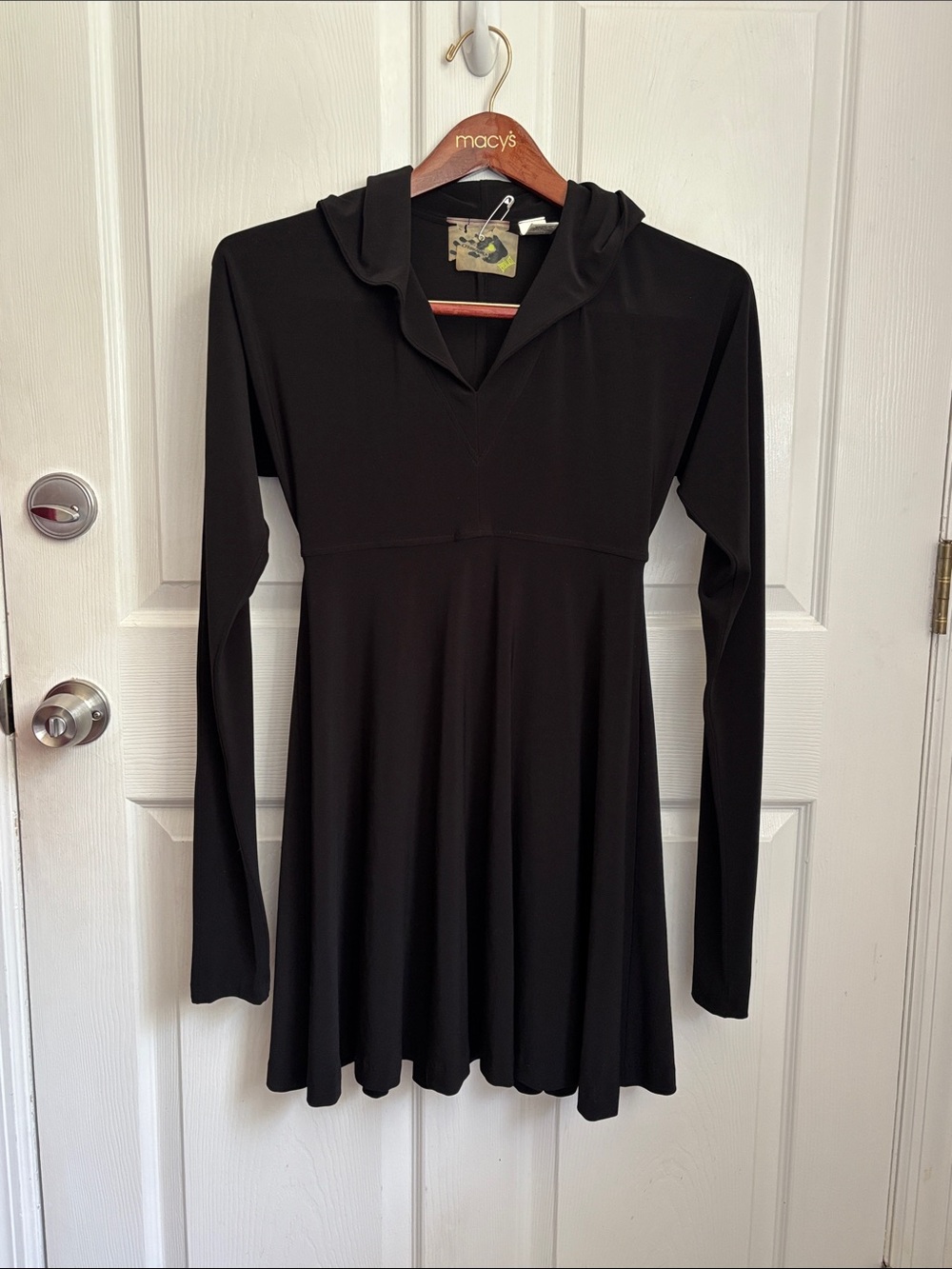 Norma Kamali x Everlast Black Hooded Long Sleeve Tunic Mini Dress Size Small